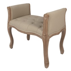 Clayre & Eef Bench 67x44x60 cm Brown Beige Wood Textile
