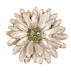 Clayre & Eef Poignée de porte Fleur Ø 4x3 cm Blanc Métal
