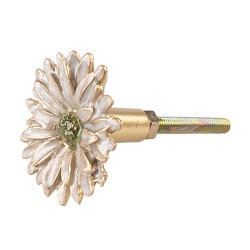 Clayre & Eef Poignée de porte Fleur Ø 4x3 cm Blanc Métal