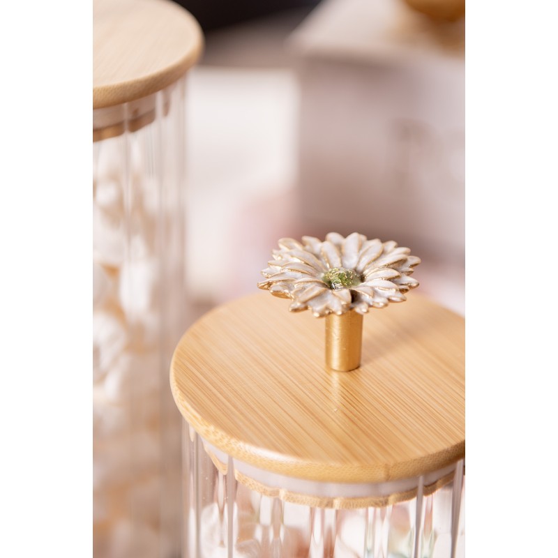 Clayre & Eef Poignée de porte Fleur Ø 4x3 cm Blanc Métal
