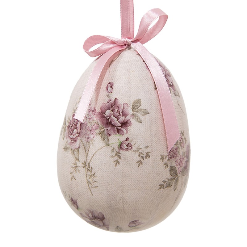 Clayre & Eef Pendentifs de Pâques, set de 2 Œuf Ø 9x12 cm Multicolore Plastique Fleurs