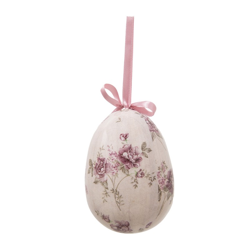Clayre & Eef Pendentifs de Pâques, set de 2 Œuf Ø 9x12 cm Multicolore Plastique Fleurs