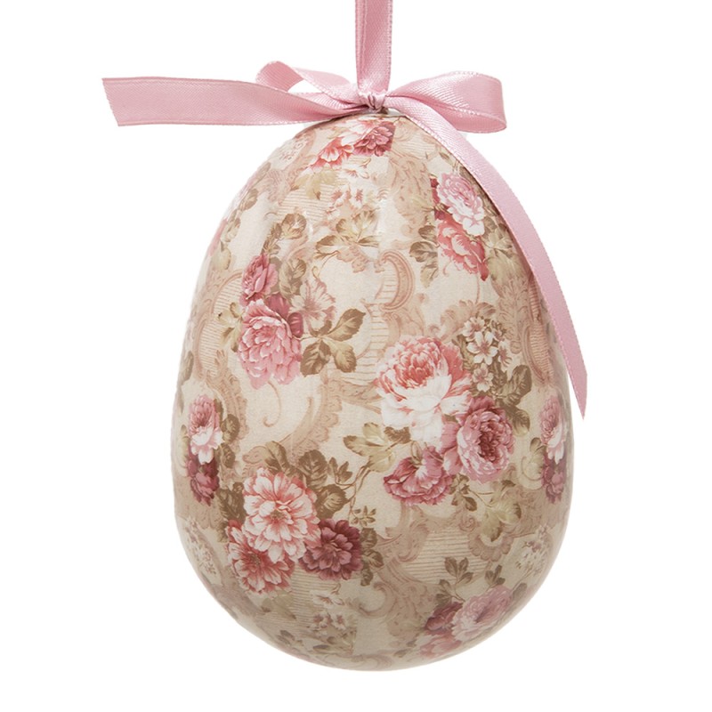 Clayre & Eef Pendentifs de Pâques, set de 2 Œuf Ø 9x12 cm Multicolore Plastique Fleurs