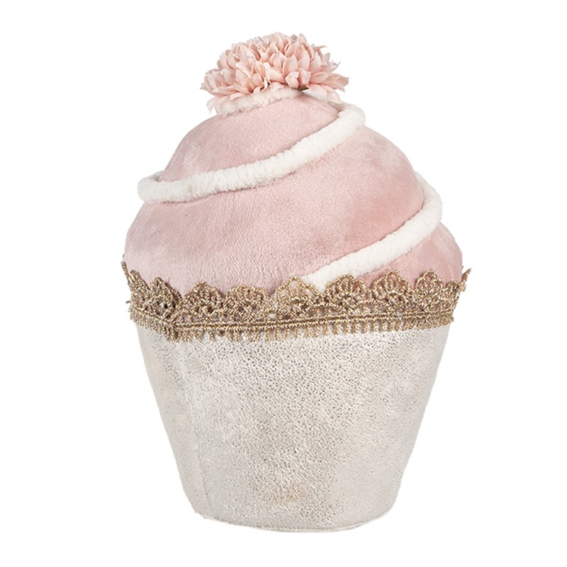 Clayre & Eef Decorative Figurine Cupcake Ø 11x16 cm Pink Textile on Plastic