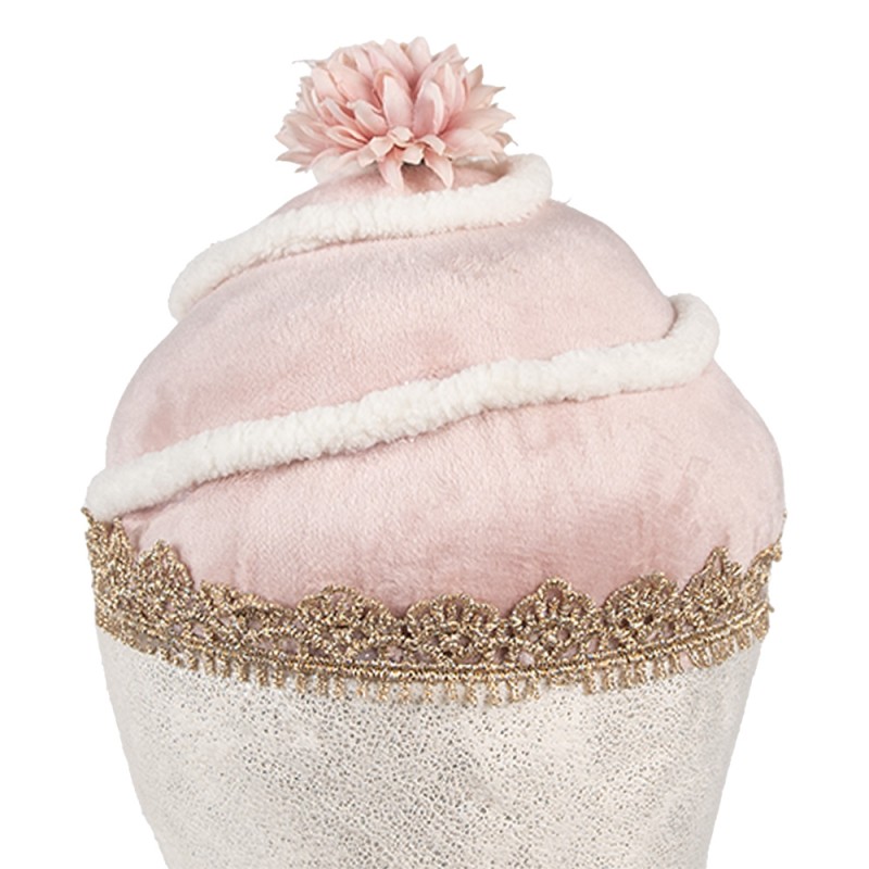 Clayre & Eef Decorative Figurine Cupcake Ø 11x16 cm Pink Textile on Plastic