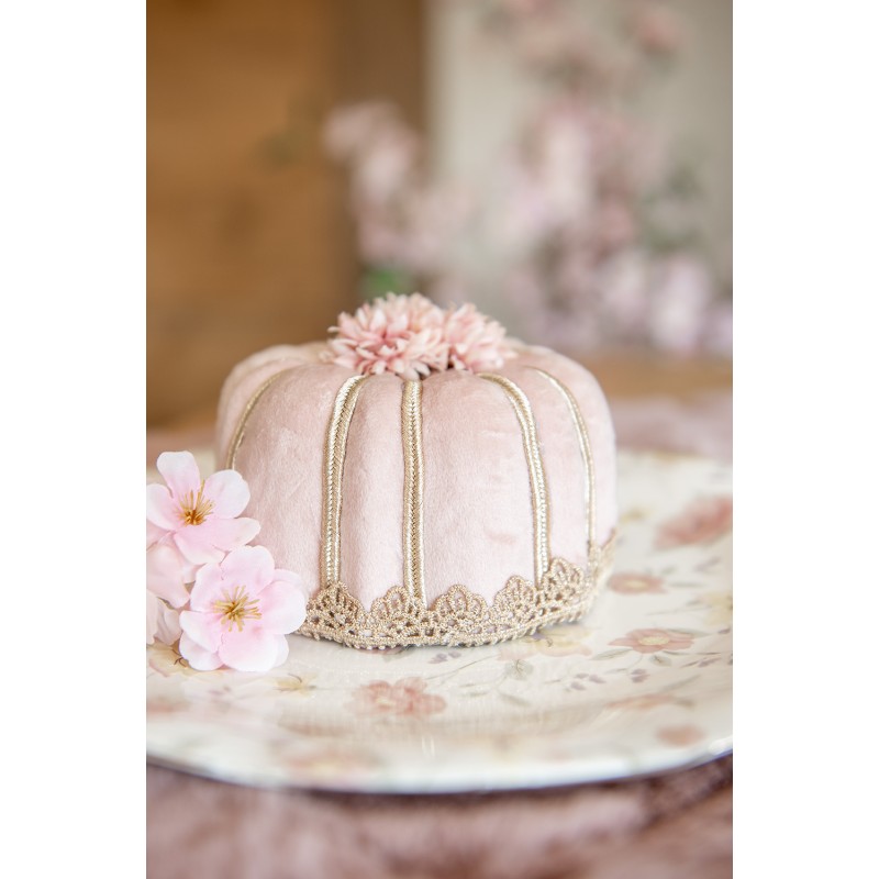 Clayre & Eef Decorative Figurine Cake Ø 12x7 cm Pink Textile on Plastic
