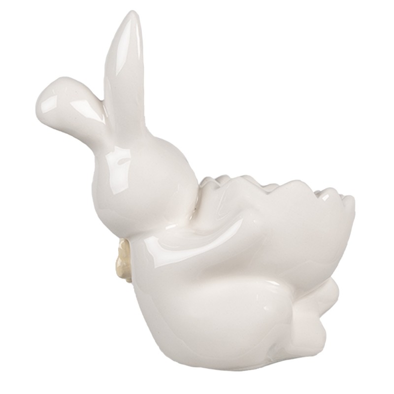 Clayre & Eef Portauova Coniglio 11 cm Bianco Ceramica