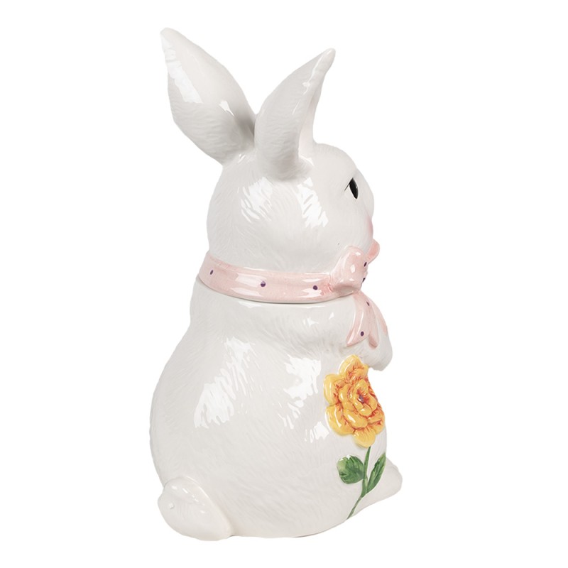 Clayre & Eef Storage Jar Rabbit 29 cm White Pink Ceramic