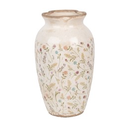 Clayre & Eef Vase Ø 21x37 cm Beige Pink Ceramic Flowers