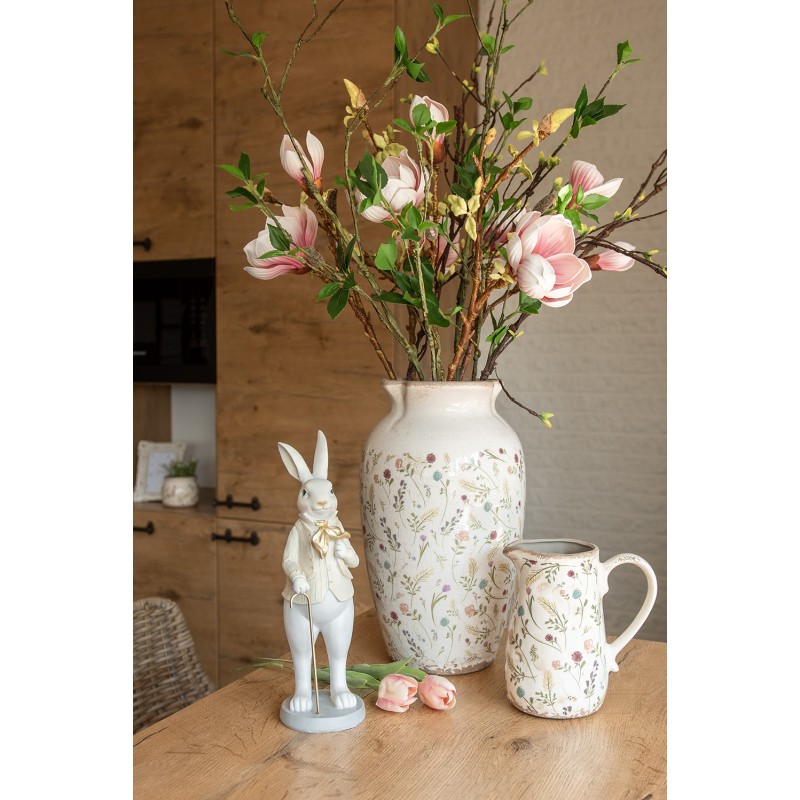 Clayre & Eef Vase Ø 21x37 cm Beige Pink Ceramic Flowers