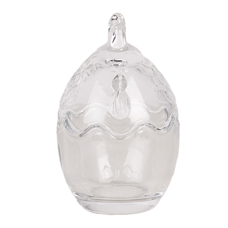 Clayre & Eef Glass Jar Chicken Ø 6x9 cm Transparent Glass