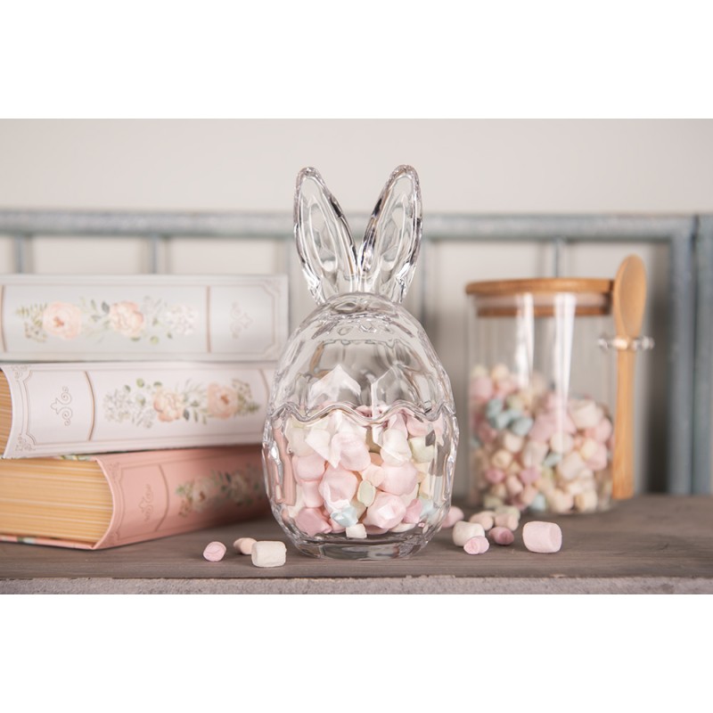 Clayre & Eef Glass Jar Egg Ø 9x17 cm Transparent Glass