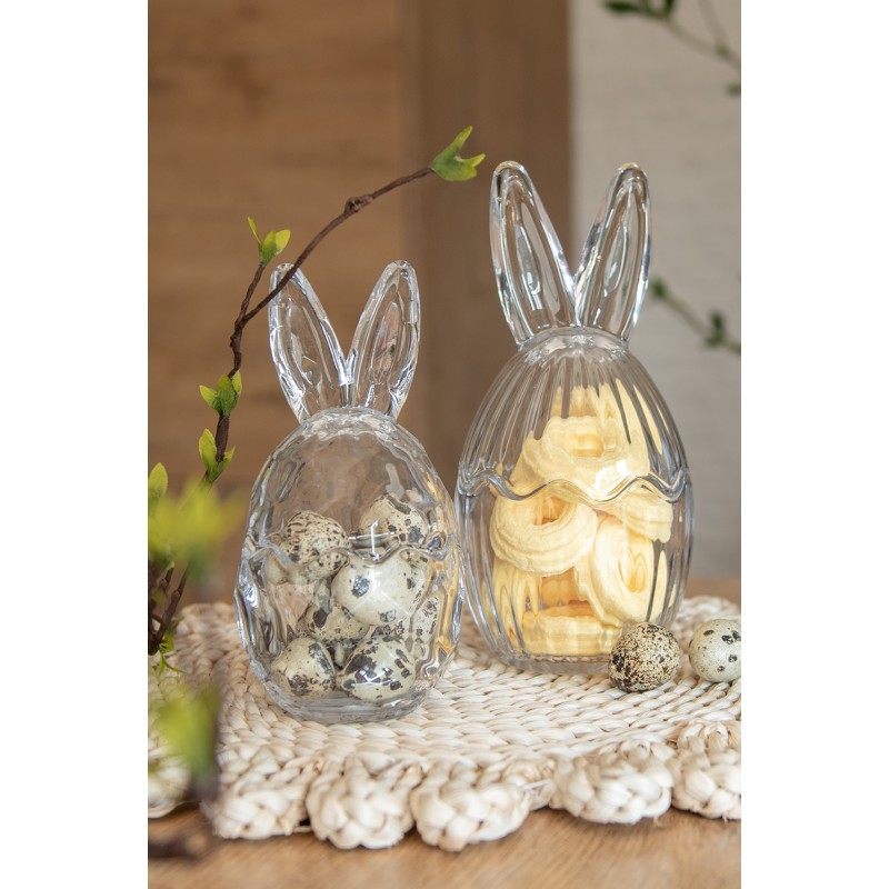 Clayre & Eef Glass Jar Egg Ø 9x17 cm Transparent Glass
