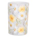 Clayre & Eef Theelichthouder Ø 12x18 cm Wit Geel Glas Bloemen