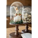 Clayre & Eef Glazen Stolp Ø 17x40 cm Bruin Hout Glas