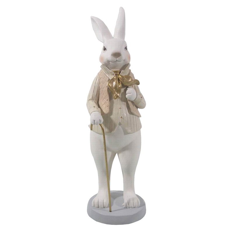 Clayre & Eef Figurine Rabbit 12x9x31 cm White Polyresin