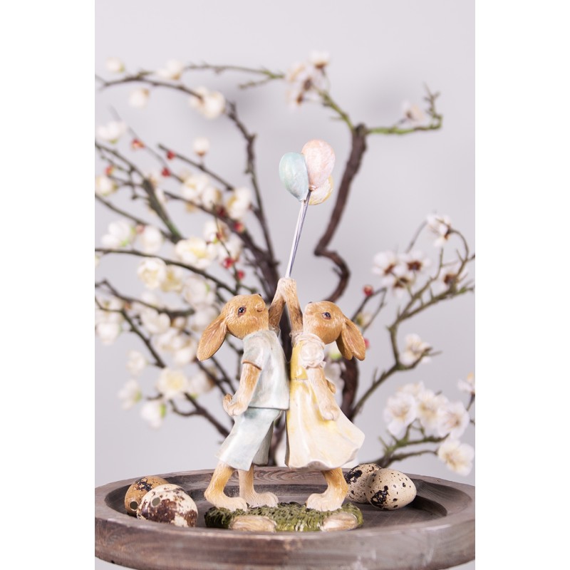 Clayre & Eef Figur Kaninchen 22 cm Grün Braun Polyresin
