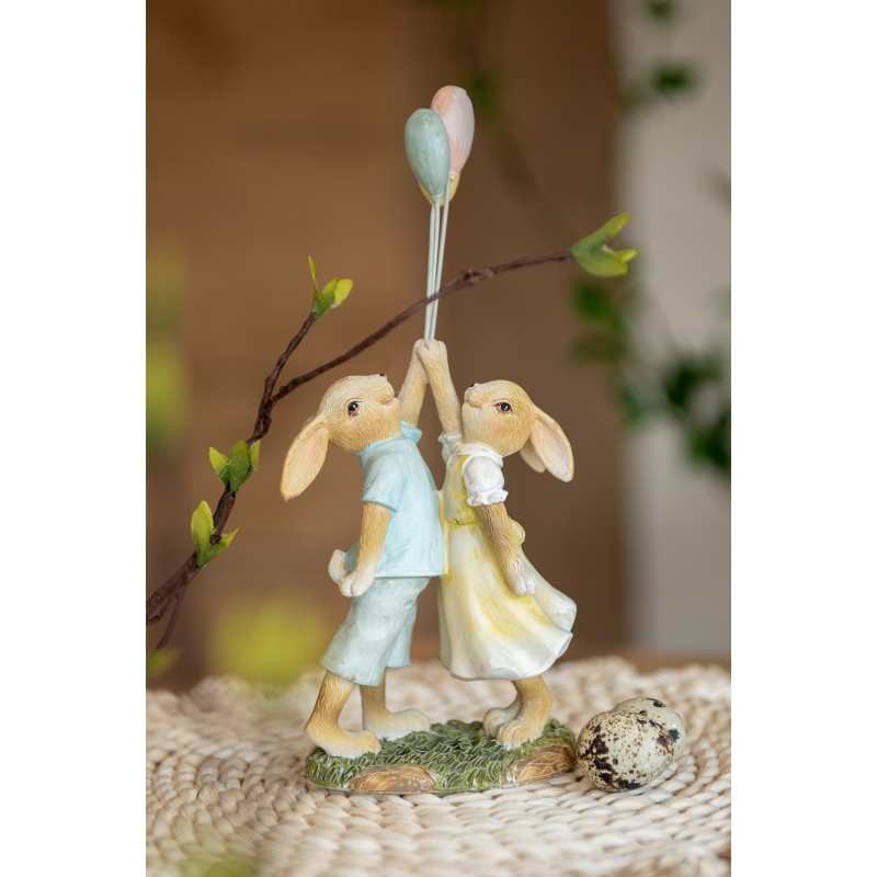 Clayre & Eef Figur Kaninchen 22 cm Grün Braun Polyresin