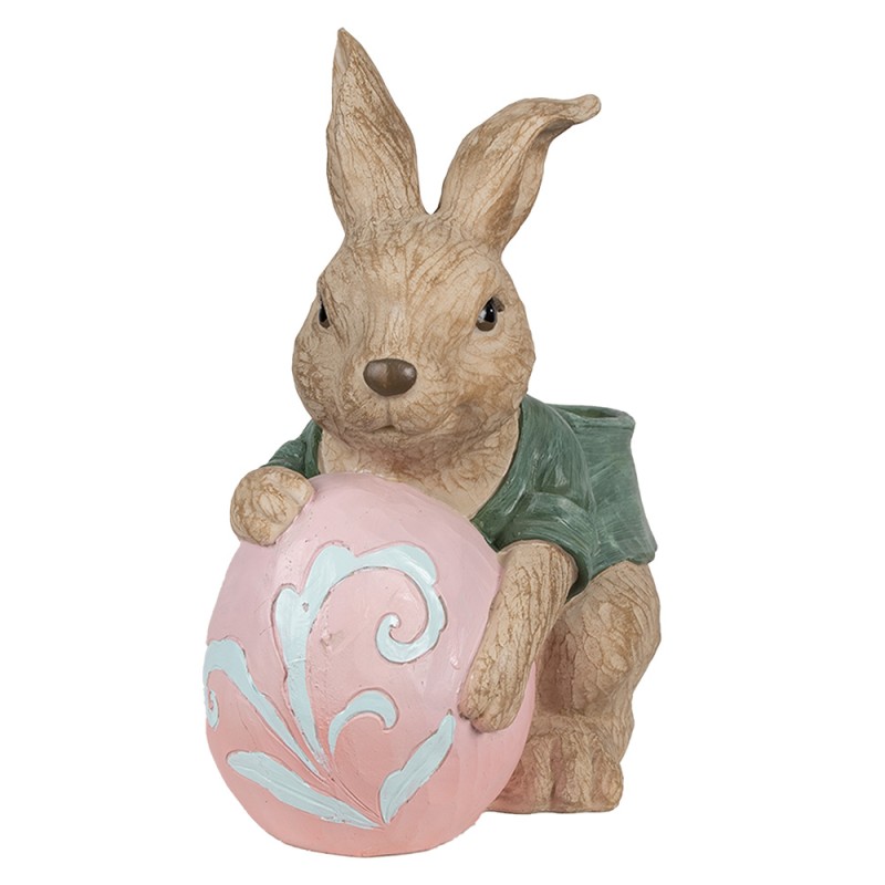 Clayre & Eef Planter Rabbit 30 cm Brown Green Polyresin