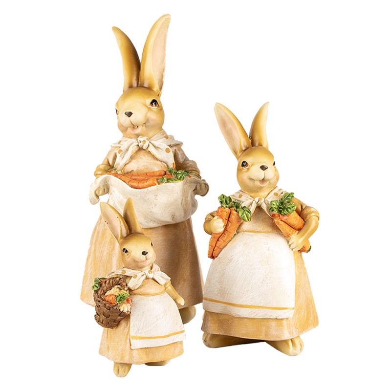 Clayre & Eef Statuetta decorativa Coniglio 20 cm Marrone Plastica