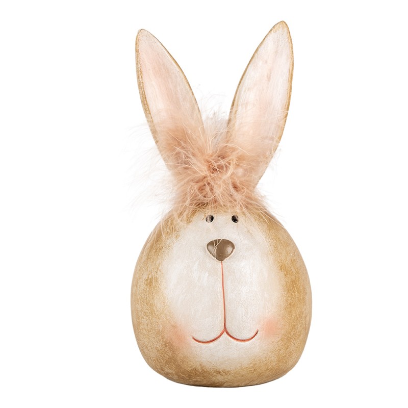 Clayre & Eef Statuetta decorativa Coniglio Ø 11x21 cm Beige Plastica