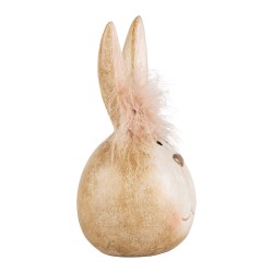 Clayre & Eef Figurine décorative Lapin Ø 11x21 cm Beige Plastique