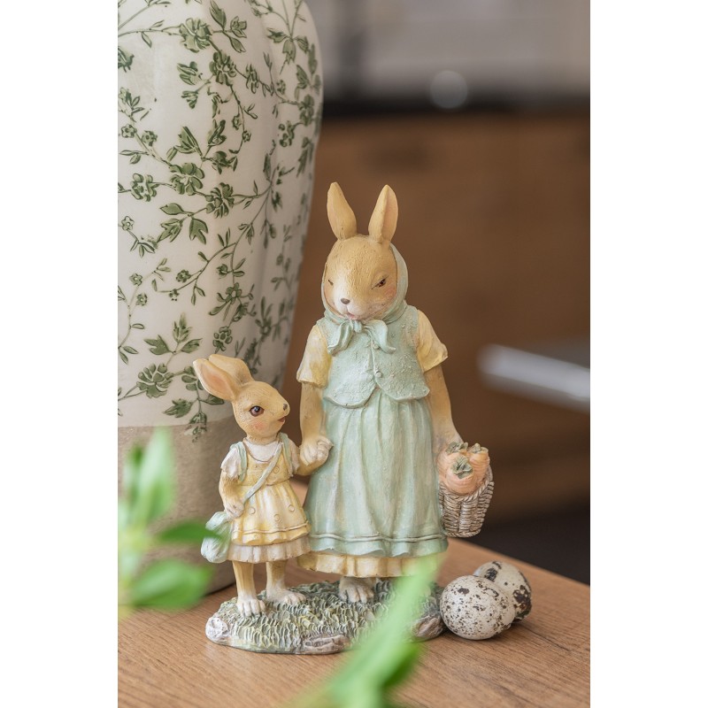 Clayre & Eef Decorative Figurine Rabbits 14x7x20 cm Beige Plastic