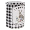 Clayre & Eef Scatola di conservazione in latta Ø 20x24 / Ø 17x23 cm Bianco Nero Metallo Rotondo Coniglio