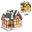 Clayre & Eef Dekoratives Haus mit LED 6x5x6 cm Orange Kunststoff