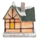 Clayre & Eef Dekoratives Haus mit LED 6x5x6 cm Orange Kunststoff