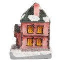 Clayre & Eef Dekoratives Haus mit LED 4x5x6 cm Rosa Kunstleder Metall