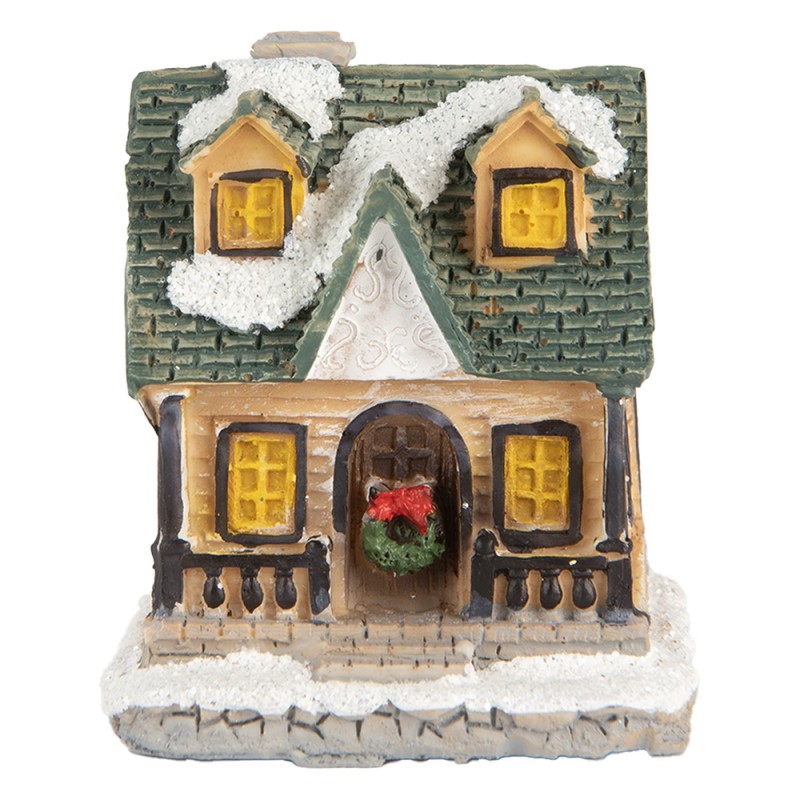 Clayre & Eef Decorative House with LED 5x5x6 cm Beige Plastic