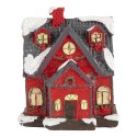 Clayre & Eef Decorative House with LED 6x5x7 cm Red Plastic