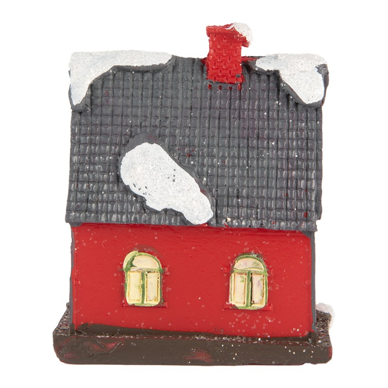 Clayre & Eef Decorative House with LED 6x5x7 cm Red Plastic