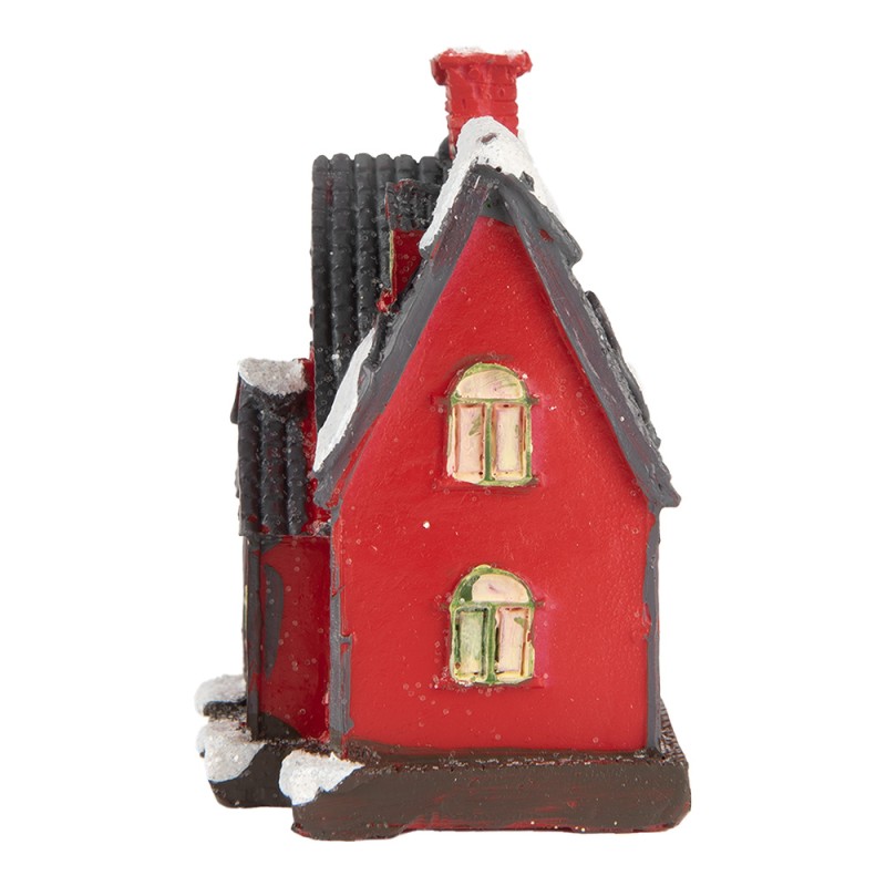 Clayre & Eef Decorative House with LED 6x5x7 cm Red Plastic