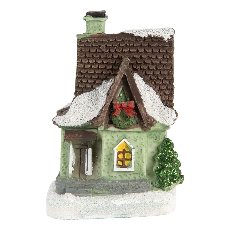 Clayre & Eef Dekoratives Haus mit LED 5x5x7 cm Grau Weiß Kunststoff