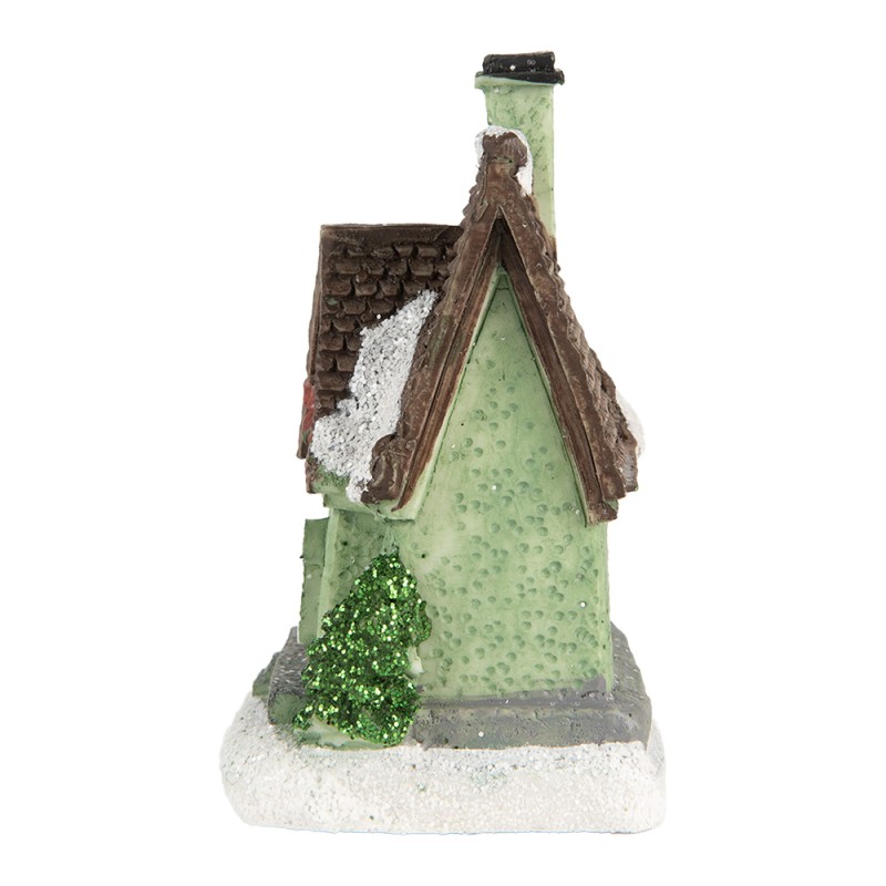 Clayre & Eef Dekoratives Haus mit LED 5x5x7 cm Grau Weiß Kunststoff