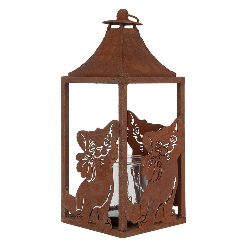 Clayre & Eef Lantern 15x15x37 cm Brown Metal Glass