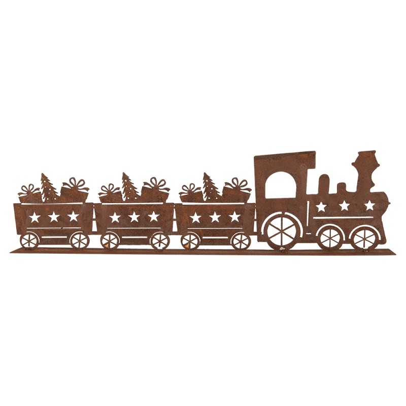 Clayre & Eef Figure de Noël Train 34x5x10 cm Marron Métal