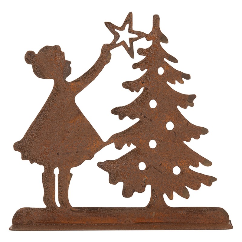 Clayre & Eef Statuetta decorativa di Natale 14x5x14 cm Marrone Metallo