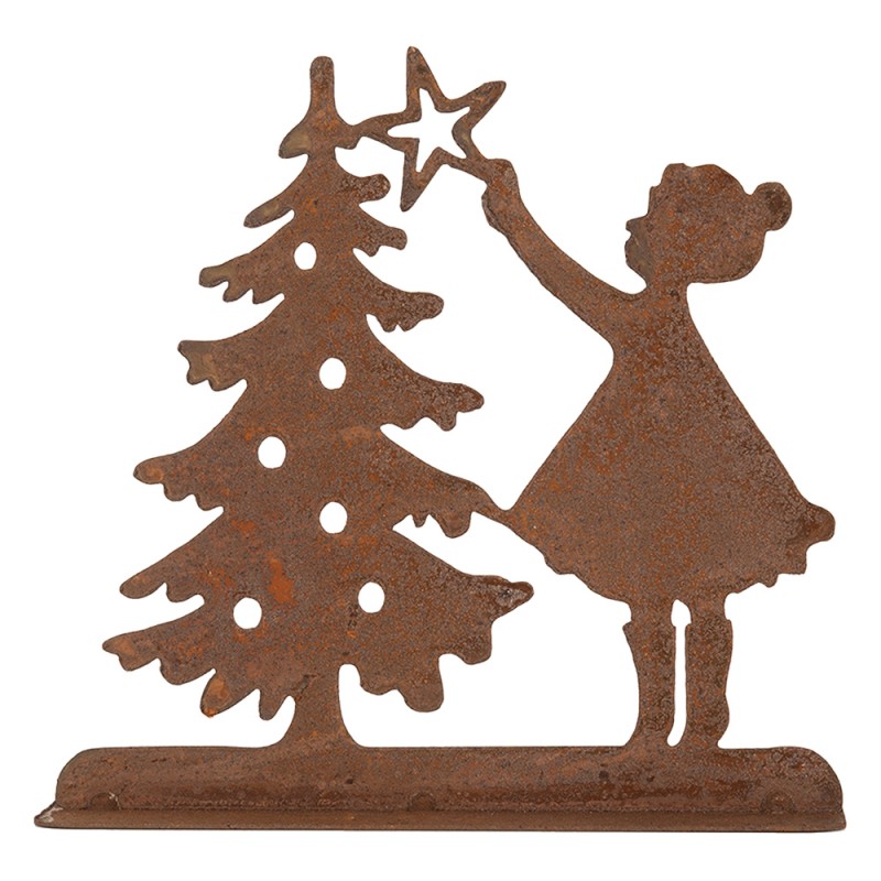 Clayre & Eef Statuetta decorativa di Natale 14x5x14 cm Marrone Metallo