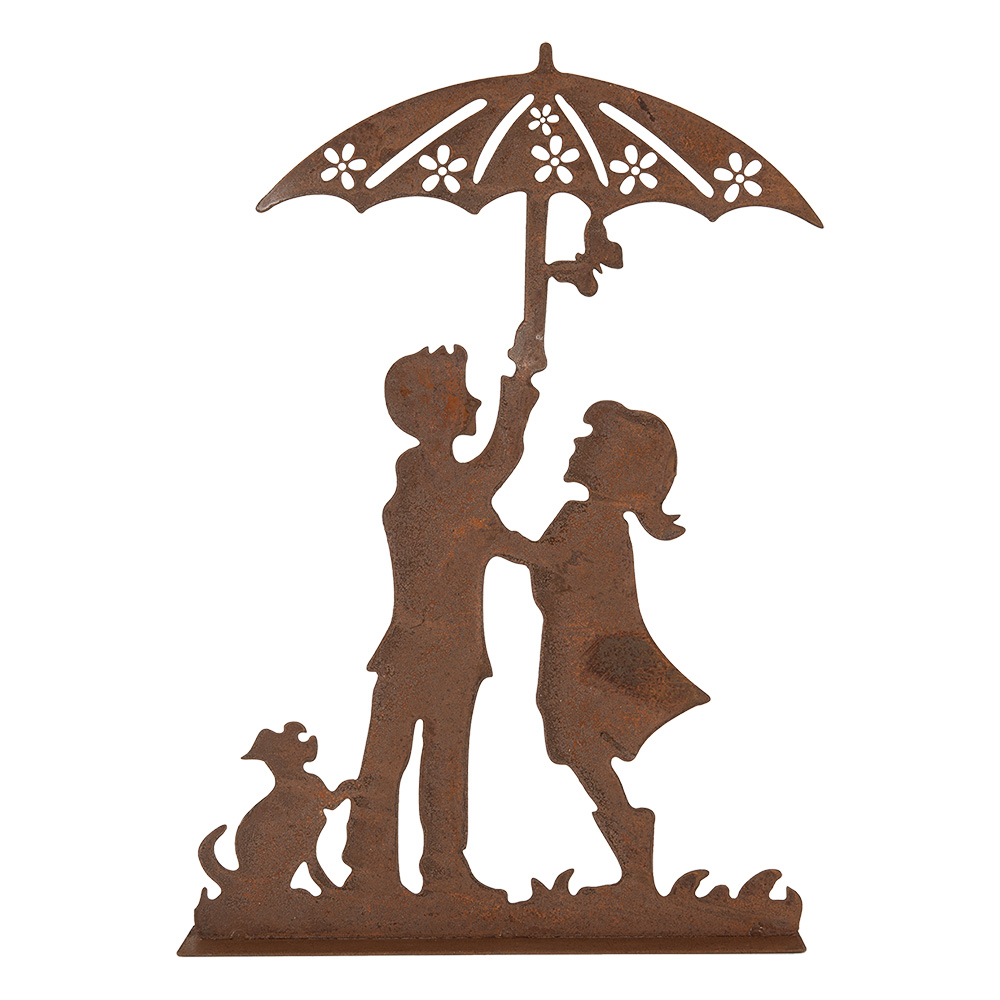 Clayre&Eef Decoratie Beeld 21x5x31 cm Bruin Metaal Kinderen afbeelding