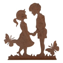 Clayre & Eef Decoratie Beeld 25x5x25 cm Bruin Metaal Kinderen
