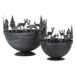 Clayre & Eef Decorative Bowl Ø 19x17 / Ø 13x14 cm Grey Metal