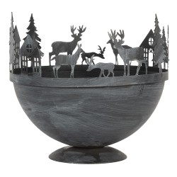 Clayre & Eef Decorative Bowl Ø 19x17 / Ø 13x14 cm Grey Metal
