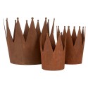 Clayre & Eef Scodella decorativa set di 3 Corona Ø 32x25 / Ø 17x21 / Ø 12x17 cm Marrone Metallo