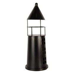Clayre & Eef Decoration Lighthouse Ø 16x45 cm Black Metal