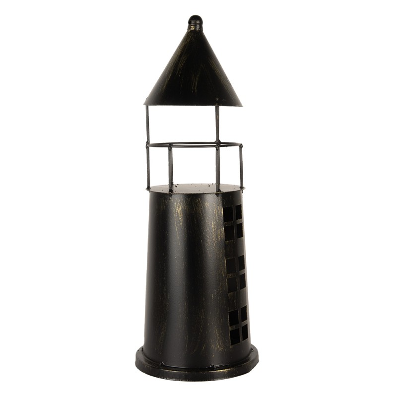 Clayre & Eef Decoration Lighthouse Ø 16x45 cm Black Metal