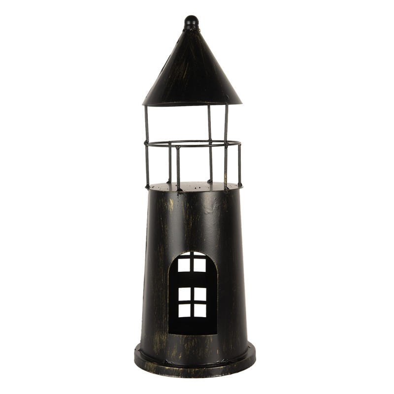 Clayre & Eef Decoration Lighthouse Ø 16x45 cm Black Metal