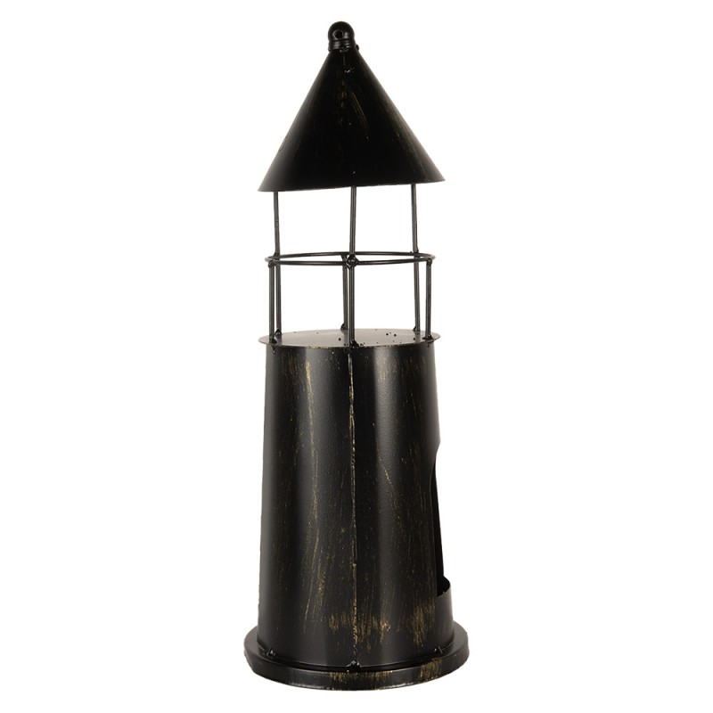 Clayre & Eef Decoration Lighthouse Ø 16x45 cm Black Metal